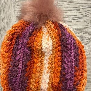 Colorful Knit Beanie with Pom Pom